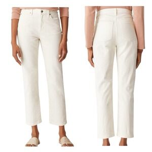 Eileen Fisher Straight Ankle Jeans Sz 8 Pant Denim Organic Cotton Stretchy White